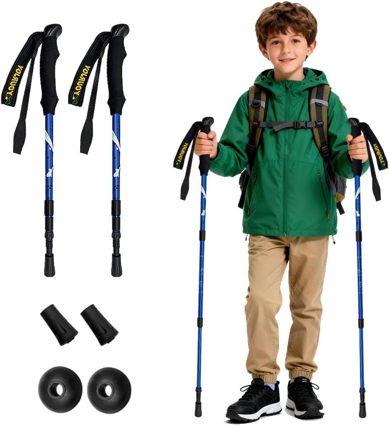 yourjoy Hiking Trekking Poles for Kids, 2 Pack Anti Shock, Adjustable, Collapsible Hiking Poles for Trekking or Walking, Lightweight Aluminum Sticks - Image 1